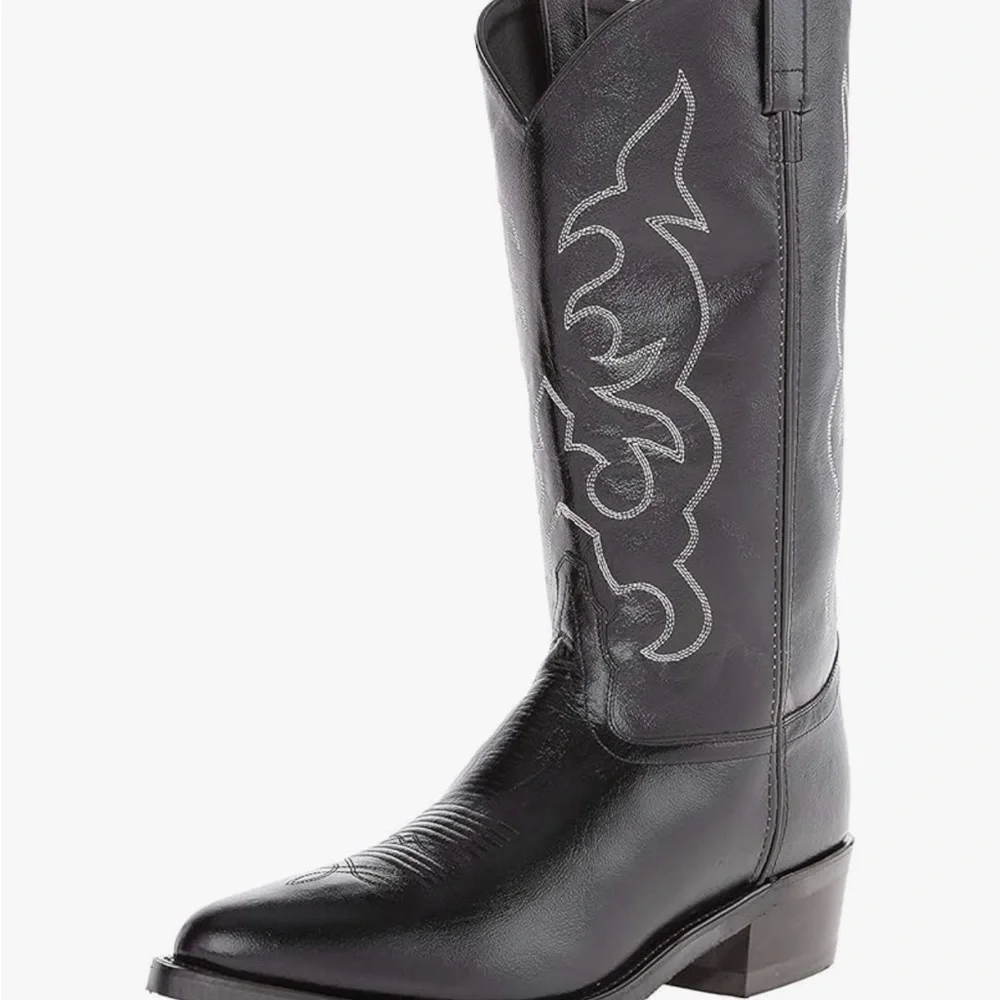 Old West men’s stitched cushioned round toe cowboy western boots, 10 wide - Picture 1 of 8